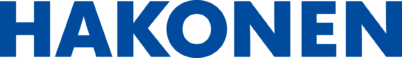 Hakonen-logo, iso tummansininen teksti HAKONEN